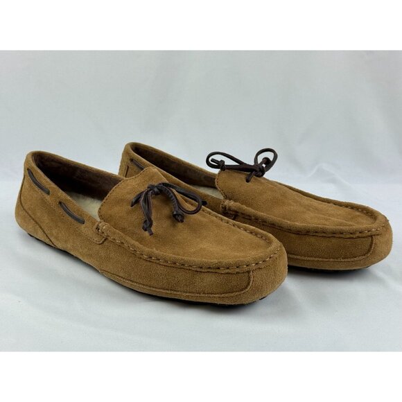 UGG Chester Chestnut Brown Suede Leather Mens Slippers Loafers 1005350 Sz 11 - Picture 1 of 8